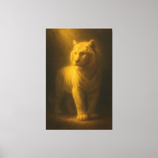 Majestic White Tiger – Fine Art Golden Light Portr Canvastryck (Framsida)