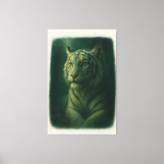 Majestic White Tiger – Fine Art Portrait Canvastryck (Framsida)