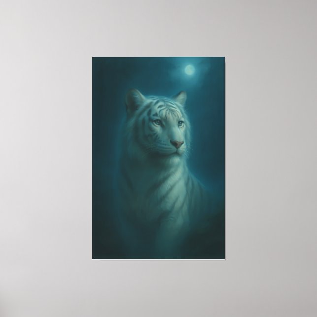 Majestic White Tiger – Fine Art Portrait Canvastryck (Framsida)
