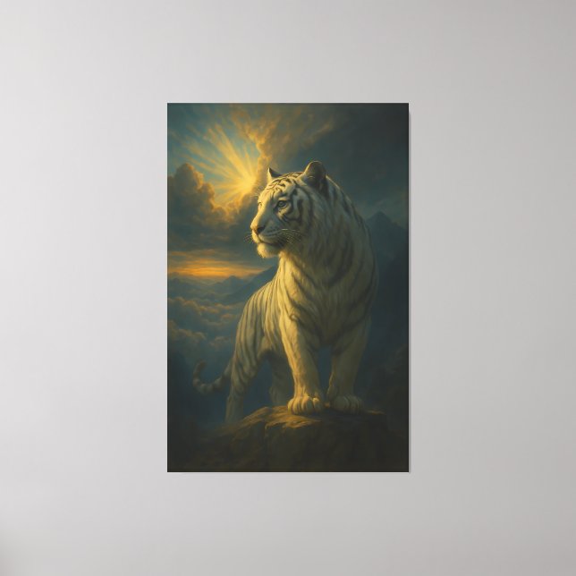 Majestic White Tiger – Fine Art Print Canvastryck (Framsida)