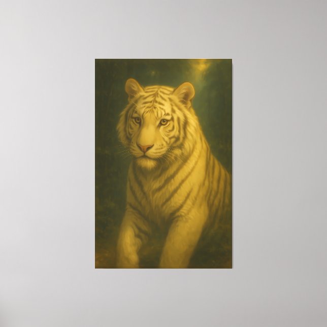  Majestic White Tiger Portrait • Fine Art Animal P Canvastryck (Framsida)