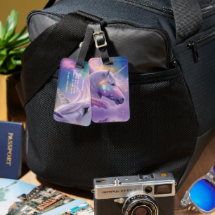 Majestic White Unicorn Rainbow Glitter Sparkles Bagagebricka