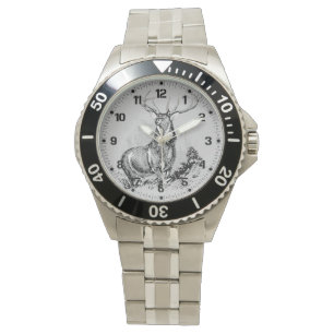 Majestic Whitetail Hjort Illustration Armbandsur