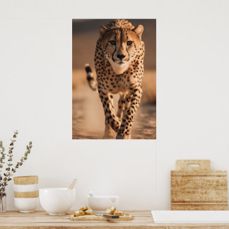 Majestic Wild Cheetah Running Photo Poster