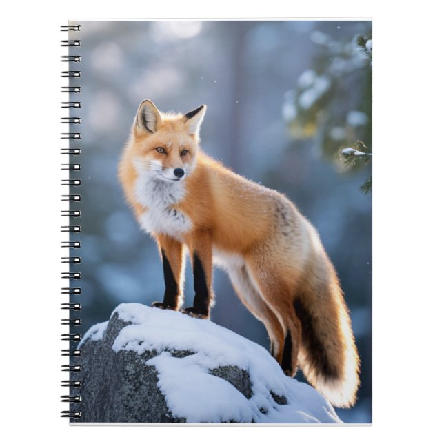 Majestic Winter Fox Photography Anteckningsbok (Framsidan)