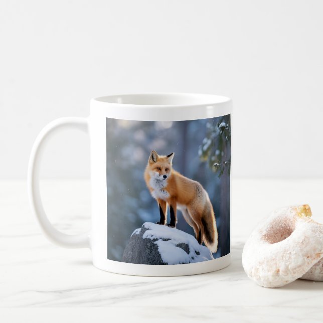 Majestic Winter Fox Photography Kaffemugg (Med munk)