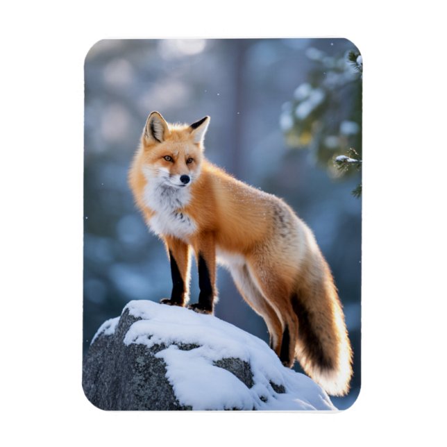 Majestic Winter Fox Photography Magnet (Vertikal)