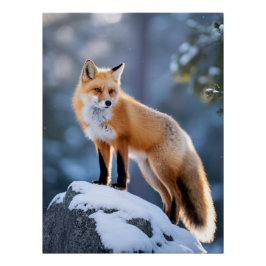 Majestic Winter Fox Photography Perfect Poster