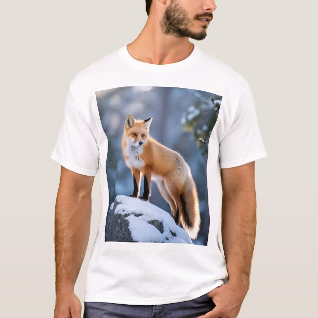 Majestic Winter Fox Photography T Shirt (Framsida)
