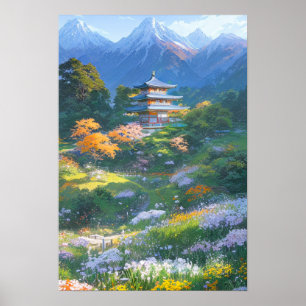 Majestic Wooden Japansk Pagoda Poster