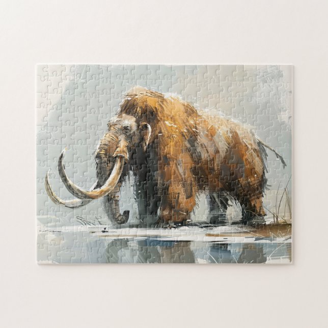 Majestic Wooly Mammoth Illustration Pussel (Horisontell)
