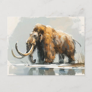 Majestic Wooly Mammoth Illustration Vykort
