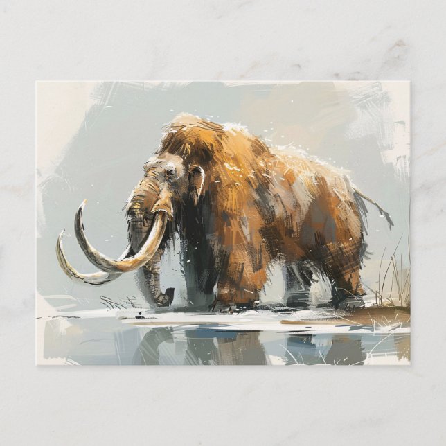 Majestic Wooly Mammoth Illustration Vykort (Framsida)