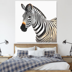 Majestic Zebra Porträtt Realistic Wildlife Art Canvastryck
