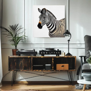 Majestic Zebra Porträtt Realistic Wildlife Art Poster
