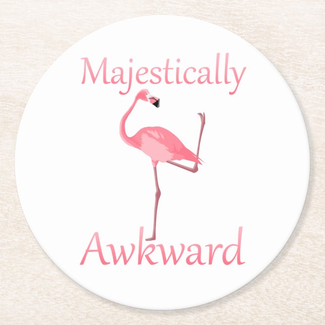Majestically konstig rosa Flamingo Underlägg Papper Rund (Framsidan)