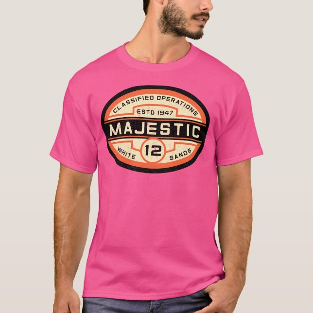 Majestisk 12 Oval Logotyp (Orange) T Shirt (Framsida)