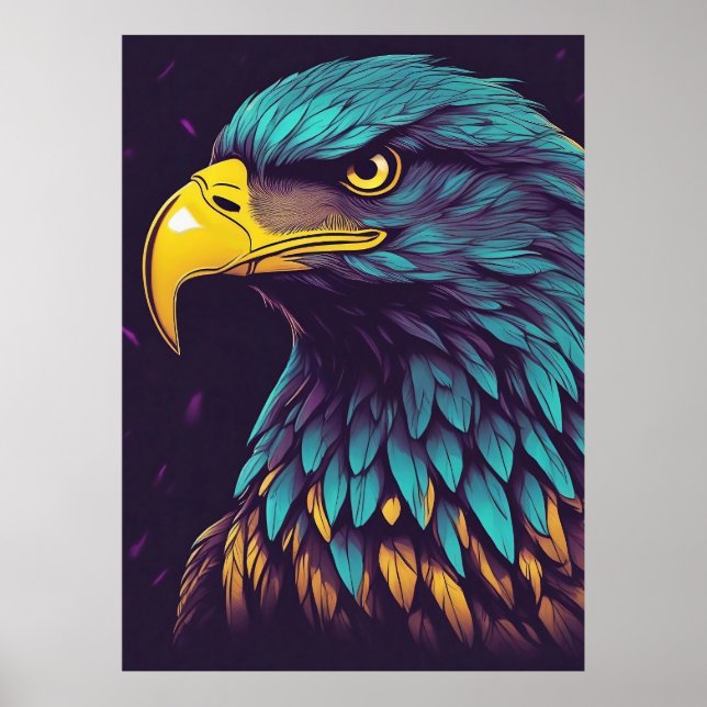 Majestisk agle i vibrerande Färg Poster (Framsidan)