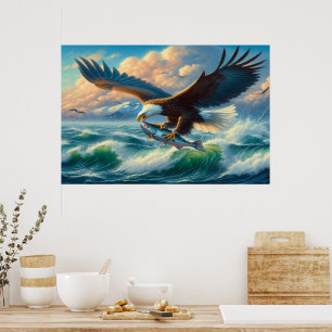 Majestisk ål som flyter ner för att fånga fisk poster