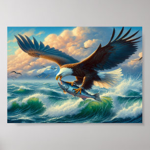 Majestisk ål som sväller ner till Fisk 7" x 5" Poster