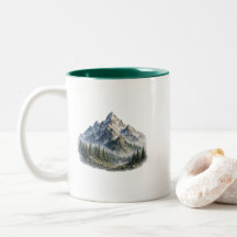 Majestisk berg- och skogslandskap akvarell