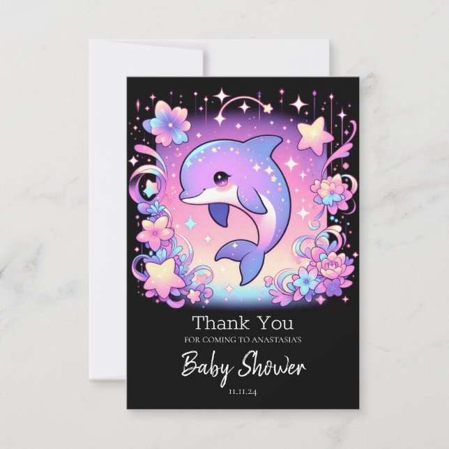 Majestisk delfinbabystövel tack kort (Framsida)