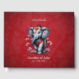 Majestisk elefant i traditionell japansk stil. gästböcker