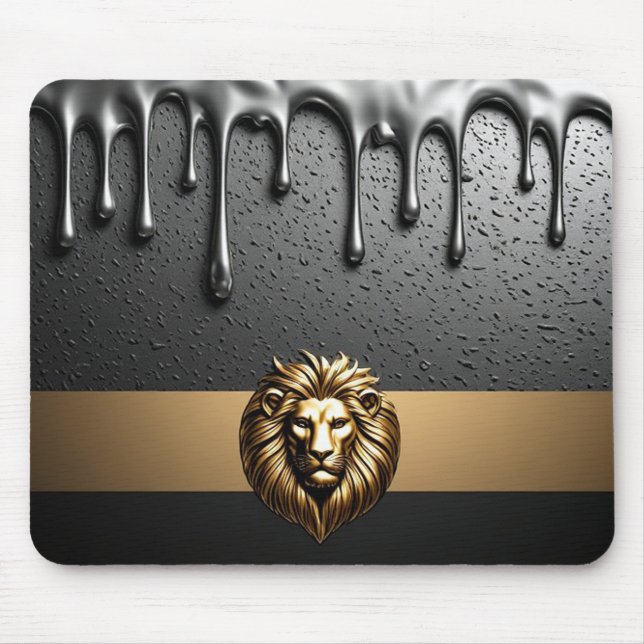 Majestisk emblem med gyllene lejon kunglig tema 🦁 musmatta (Framsidan)