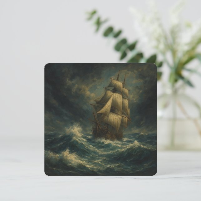 Majestisk Frakt till Sea Oil Art Greeting Card Kort (Stående Fram)