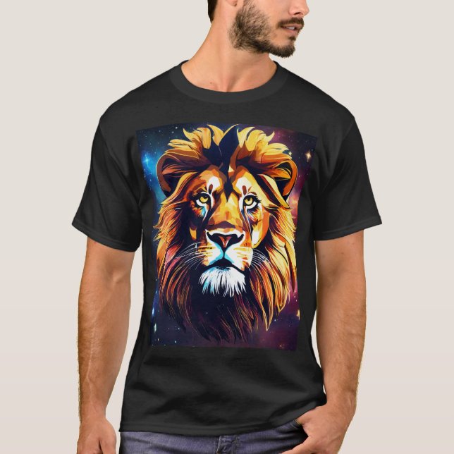 "Majestisk geometrisk Lejon: 3D Djup och Elegance" T Shirt (Framsida)