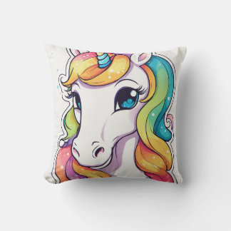 Majestisk Gnistra: Vibrant Unicorn-kuddedesign Kudde