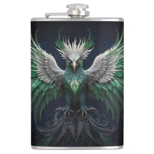 Majestisk Grönt och vit Phoenix Bird Fickplunta