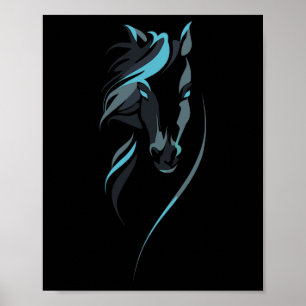 Majestisk häst för ridflickor och Kärlek Cowgirl Poster