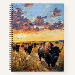 Majestisk herd: Buffalo under sunset Himmel