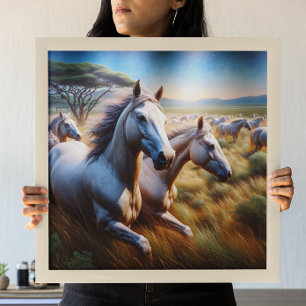 Majestisk hjord: Galloping Horses i Fält Poster