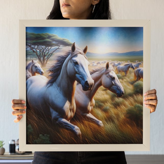 Majestisk hjord: Galloping Horses i Fält Poster (Skapare uppladdad)
