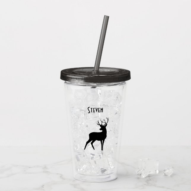 Majestisk Hjort med Antlers Black Silhouette Rusti Take Away Mugg (Baksida Ice)