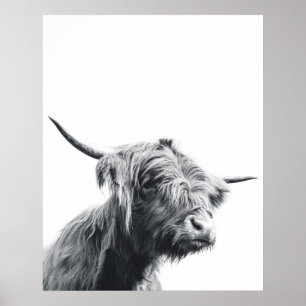 Majestisk hönos, svart och vit poster