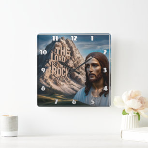 Majestisk Jesus: bergsbeskyddare Fyrkantig Klocka