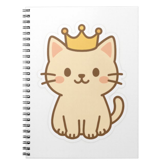 Majestisk kudderlig katt med Krona Anteckningsbok (Framsidan)