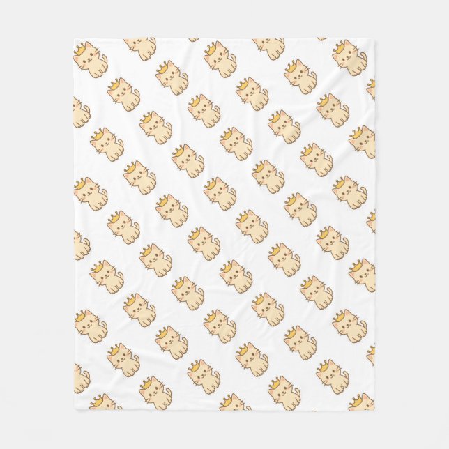 Majestisk kudderlig katt med Krona Fleecefilt (Framsidan)