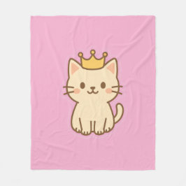 Majestisk kudderlig katt med Krona Fleecefilt