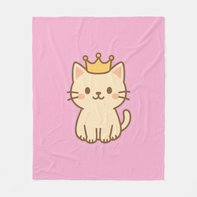 Majestisk kudderlig katt med Krona Fleecefilt (Framsidan)