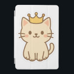 Majestisk kudderlig katt med Krona iPad Mini Skydd<br><div class="desc">En charmerande,  stiliserad katt med päls i grädden färgad,  stort brunt ögon och rosiga kinder sitter upprätt och bär en gyllene krona. Den rena,  minimalistiska illustrationen understryker dess söta och royal karaktär.</div>