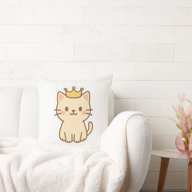 Majestisk kudderlig katt med Krona Kudde (Soffa)