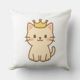Majestisk kudderlig katt med Krona Kudde