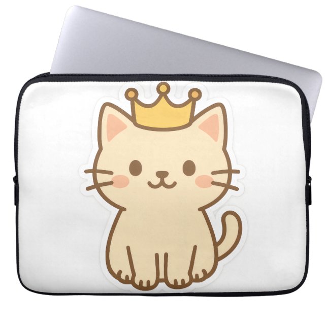 Majestisk kudderlig katt med Krona Laptop Fodral (Framsidan)