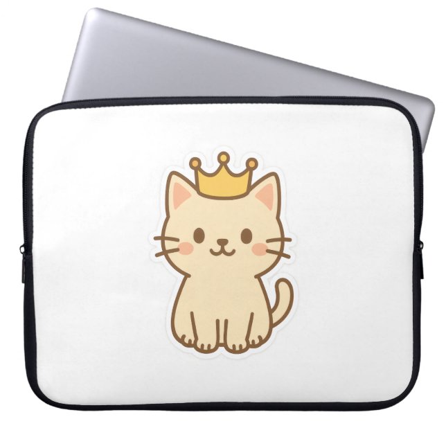 Majestisk kudderlig katt med Krona Laptop Fodral (Framsidan)