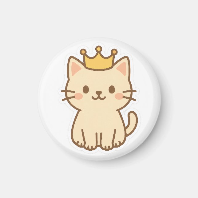 Majestisk kudderlig katt med Krona Magnet (Framsidan)