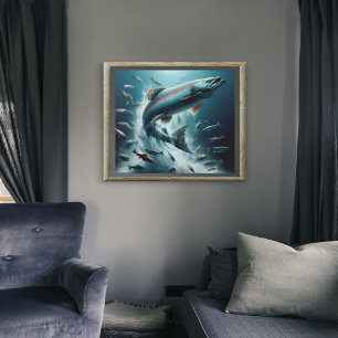 Majestisk lax under månbelyst doft 20 x 16 poster